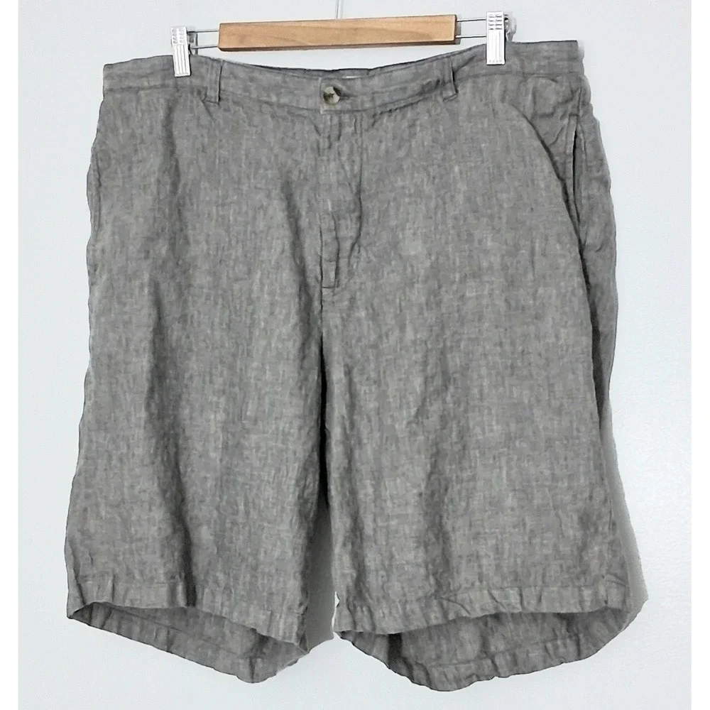 Madda Fella Key West Shorts  Men's Size 40 Gray 100% Linen Pockets Preowned‎